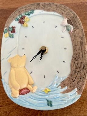 Disney Classic Pooh Wall Clock Michel & Company Rainy Day w/ Box Collectible